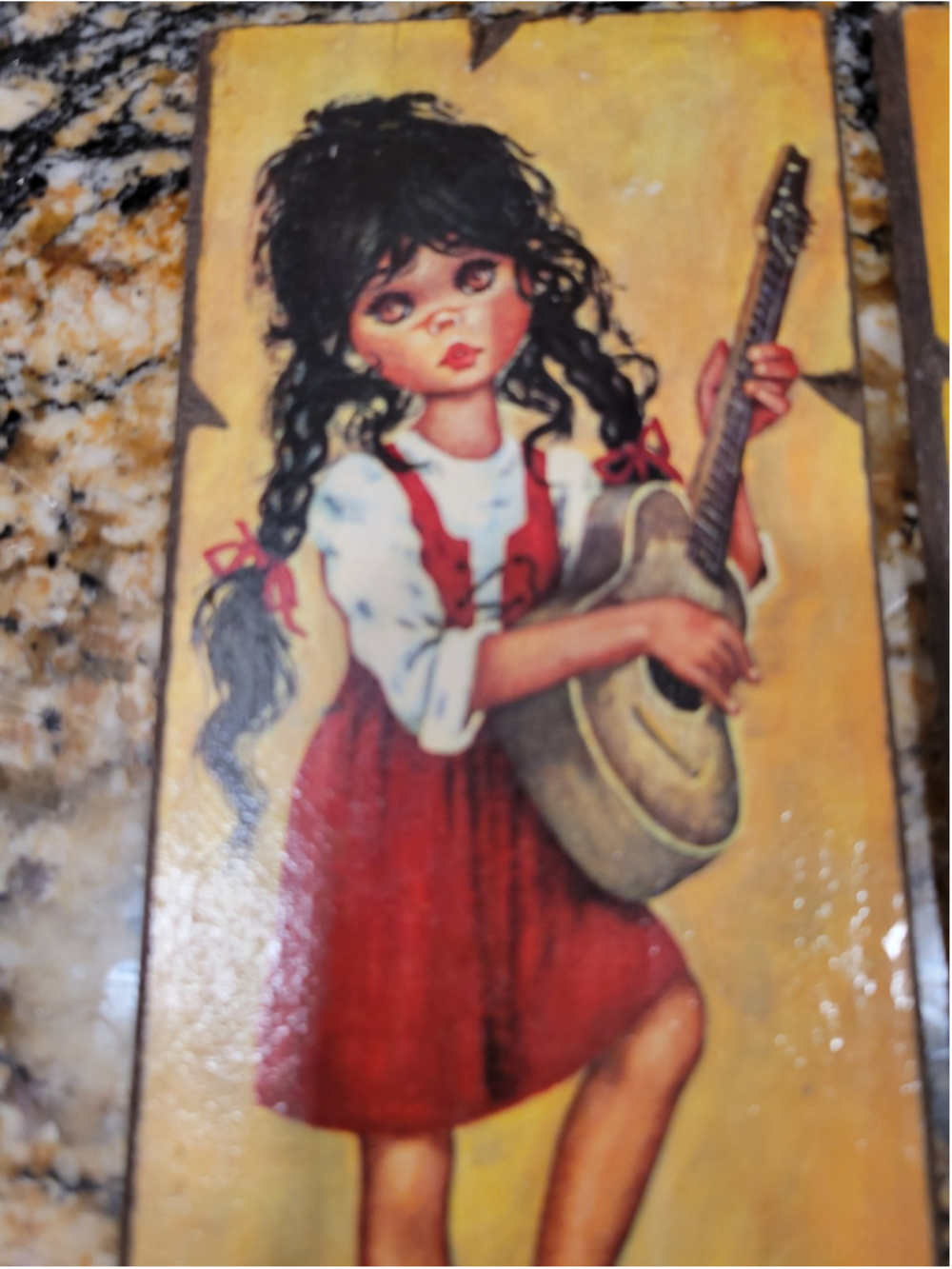 Vintage Norleans Big Eyed Boy & Girl Wall Plaques Pair Made in Italy 10"x4" - Picture 2 of 11
